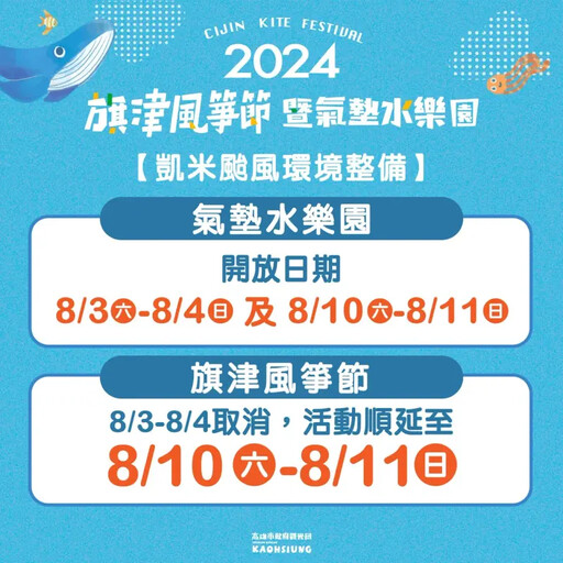 旗津風箏節取消順延 水樂園8/3、8/4照常