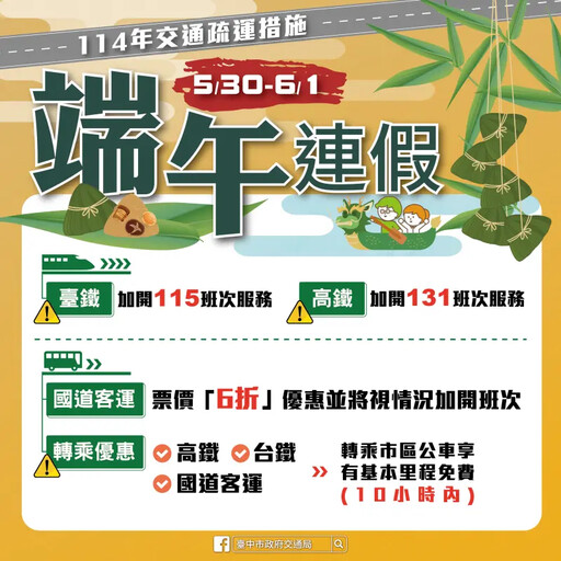 端午連假出行指南 中市推交通疏導措施