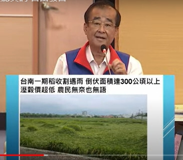 水稻收割逢大雨 南市議員尤榮智爭取保險理賠