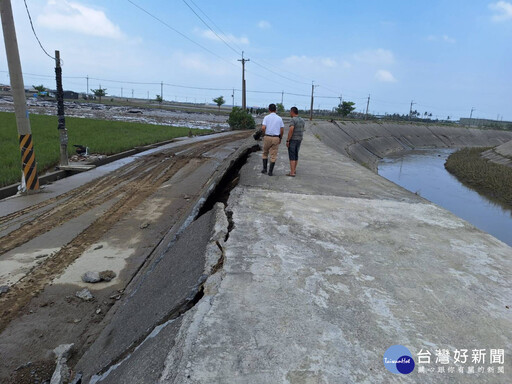 八掌溪破堤損壞菁寮排水邊坡 南市水利局立即搶修
