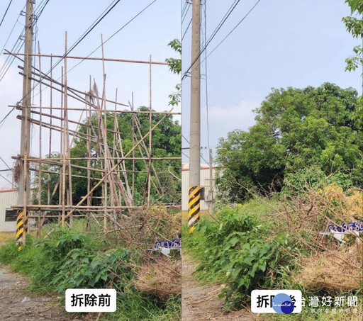 保障用路人安全 嘉義縣拆除道路兩側非法樹立廣告