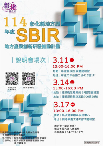 彰化縣地方型SBIR計畫申請4/1起跑 三場提案說明會報你知