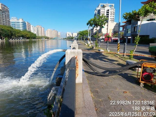 因應大潮南市水利局加強抽水機運轉 成功防杜積淹水