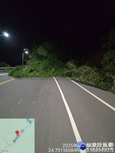 竹縣寶山雙林路土石崩落 鄉公所徹夜搶修恢復通行