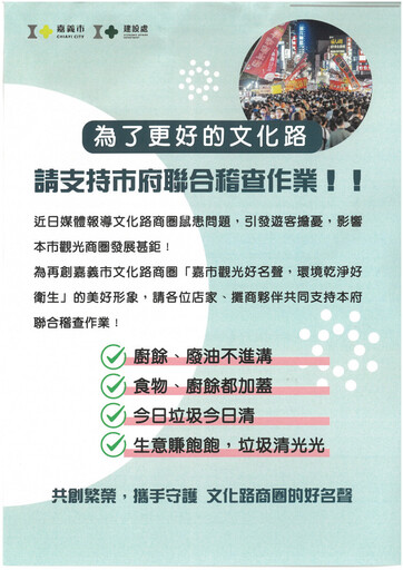 嘉義市府啟動文化路商圈聯合稽查 全面升級食安環境