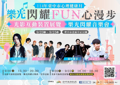 響應心理健康月 台中衛生局辦「樂光閃耀 FUN心漫步系列活動」