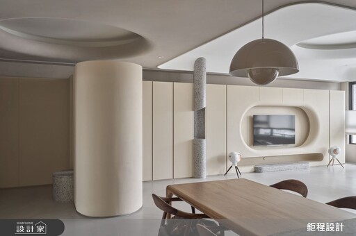 台北市區50坪現代風美宅，質樸材質 X 弧形設計，創造富有溫度的侘寂療癒之家