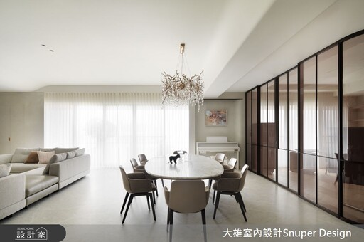 87坪現代感都會豪宅,以奶油色x弧形打造親子宅內的溫柔邂逅