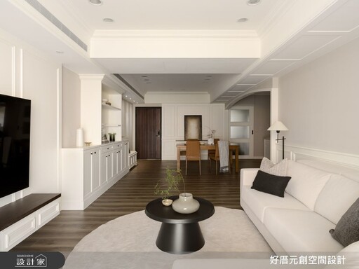 優雅改造46坪美式居家,化解大樑壓迫,中島廚房打造自在開闊宴客生活