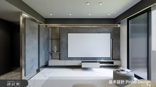 低彩度×內斂氛圍!40坪輕奢簡約宅,以灰藍色的開放式廚房實現夢想與生活溫度