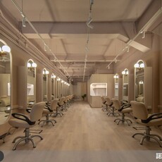 29坪林口老屋翻新髮廊設計，柔霧質感與弧形美學的現代靜謐之美