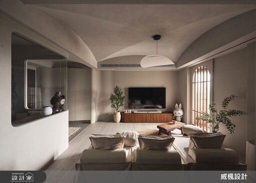 光影流動的侘寂詩篇，台北20坪中古屋，弧形語彙延伸柔潤的靜謐居所