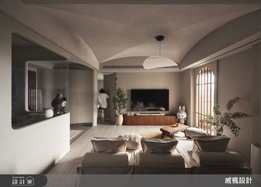 光影流動的侘寂詩篇，台北20坪中古屋，弧形語彙延伸柔潤的靜謐居所