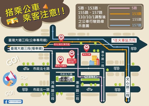 改善台灣大道壅塞！10/1起台中市4條公車路線更動