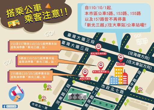 改善台灣大道壅塞！10/1起台中市4條公車路線更動