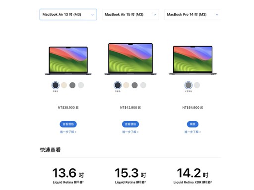 蘋果M3晶片MacBook Air登場！台灣售價NT$35,900起 各機種詳細開賣日期與規格資訊看這篇