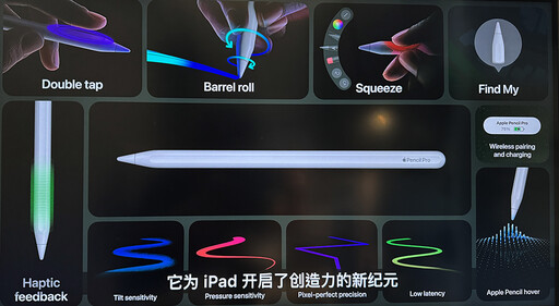 Apple Pencil Pro好強大！帶來傳感器帶來嶄新體感操作功能