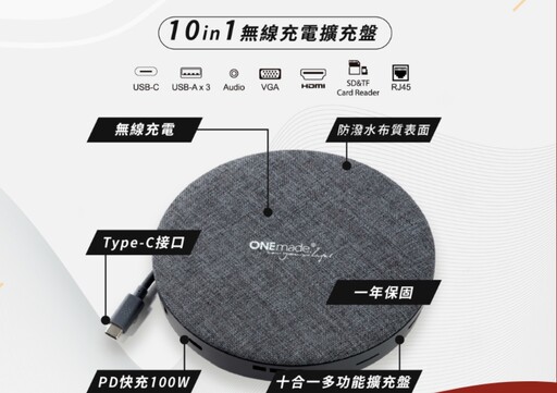 ONEmade 10合1 HUB 無線充電盤開箱使用分享：輕鬆搞定充電與各種外接裝置的好產品