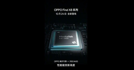 Oppo Find X8月底發行 確定採用聯發科天璣9400