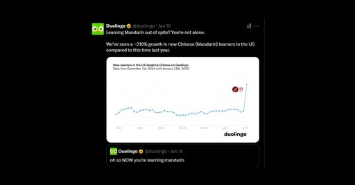 TikTok禁令引發中文學習潮 Duolingo中文學習用戶激增2倍