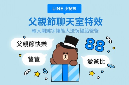 LINE 聊天室「父親節」特效限時登場！輸入「這三個」關鍵字 熊大要給爸爸滿滿驚喜