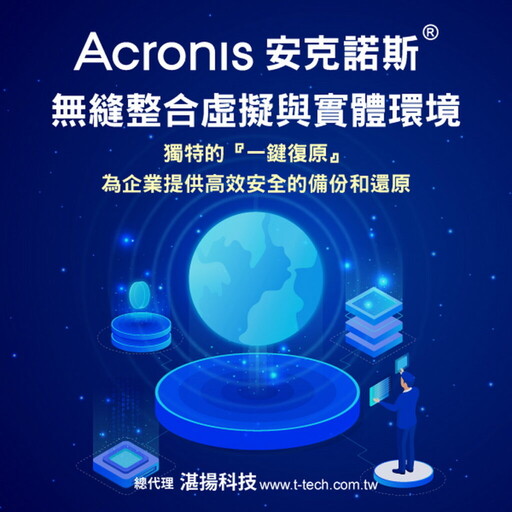 Acronis安克諾斯 無縫整合虛擬與實體環境 獨特的『一鍵復原』為企業提供高效安全的備份和還原