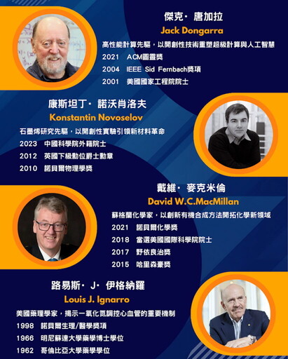 四位國際大師5/7連袂訪台 三千人幸運朝聖 諾貝爾獎得主公益演講 造福24所偏鄉學校