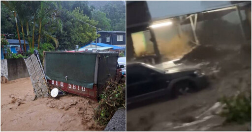 康芮襲台釀災！花蓮卓溪部落遭「滾滾泥水猛灌」道路淹成急流