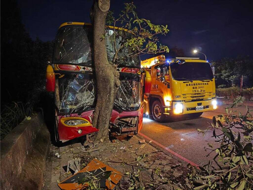 桃園育達校車自撞路樹 駕駛、學生8人輕傷送醫無生命危險