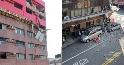 大年初二嘉義規模5.6地震 台南市區大樓「外牆震落」波及2車