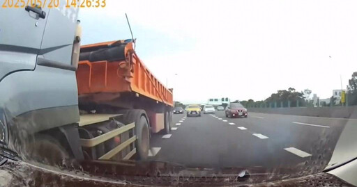 砂石車暴衝撞上國道車輛! 行車紀錄器錄驚悚180度大轉彎