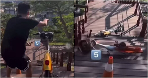 2屁孩階梯高處「惡意推落YouBike」 家長1句話引公憤!網譙爆:全家都爛