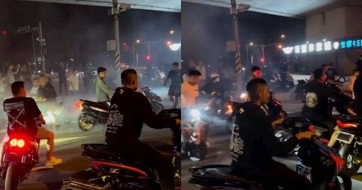 深夜「零百競技」飆車族霸佔新豐休息站 改裝車翹孤輪燒胎囂張