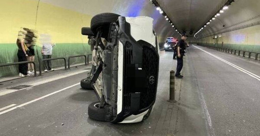 內湖康樂隧道驚魂！30歲女駕深夜翻車 疑疲勞駕駛釀禍