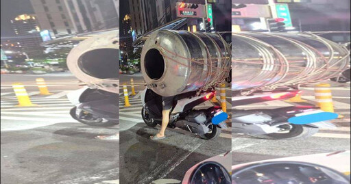 騎士神級載貨！巨大水塔橫躺後座「只見雙腳撐地」 網驚：台版真魔術表演
