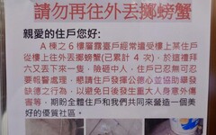 台中社區公告「勿丟螃蟹」 住戶PO文「好歹丟個紅蟳」網友笑噴