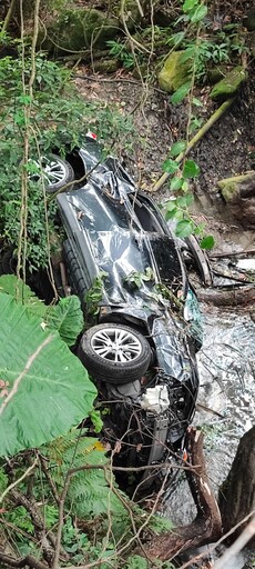 影/大雪山林道37歲女載德籍女墜7樓深河谷 Lexus休旅車摔爛