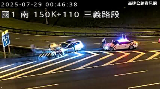 影/救不回來！國1三義交流道休旅車撞石墩 57歲駕駛慘死