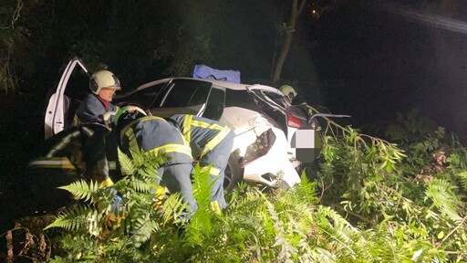 文化大學後山車禍！25歲女開iRent衝下邊坡 「整台車撞爛」3人送醫