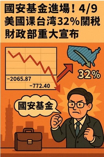 國安基金確定進場 「5000億奉命第九度進場護盤」4/9美國課台灣32%關稅生效 財政部重大宣布