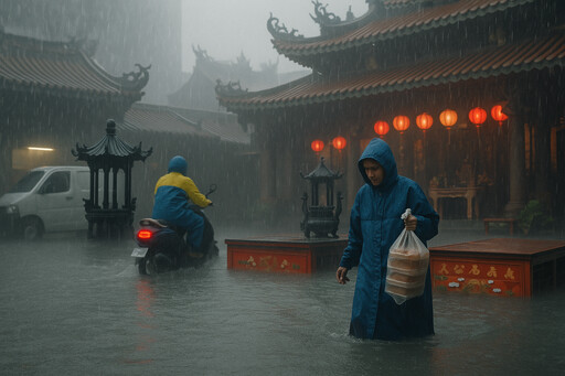 快訊／彰化「無風假」後驚見水災！鹿港天后宮供桌、天公爐泡進水裡