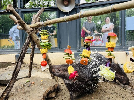 壽山動物園打造中秋野營風 動物享用特製野營餐點