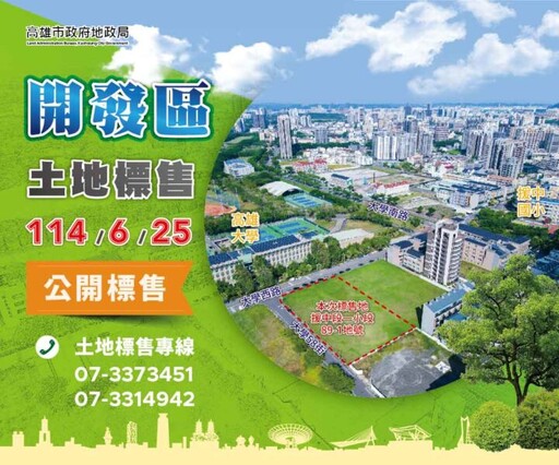 高市府地政局114年度第2季開發區土地標售 訂於114年6月25日開標