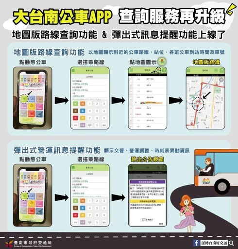 大台南公車APP改版 地圖版路線、彈出式提醒功能即起上線