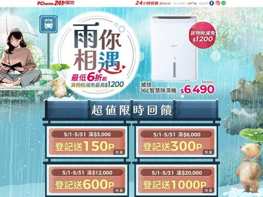 梅雨季濕氣爆棚!PChome 24h購物除濕機買氣週增近四成