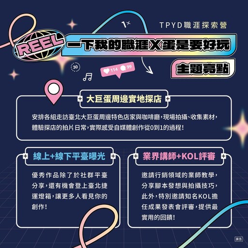 北市青年局辦職涯探索營 結合短影音與實地體驗助青年規劃未來