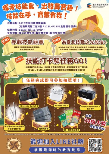 亞洲技能競賽睽違30年在台主辦 北市邀師生觀賽抽Switch 2等70組大獎