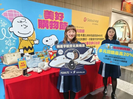 Global Mall新左營車站推美好購物節 攜手SNOOPY祭20%回饋搶攻母親節商機