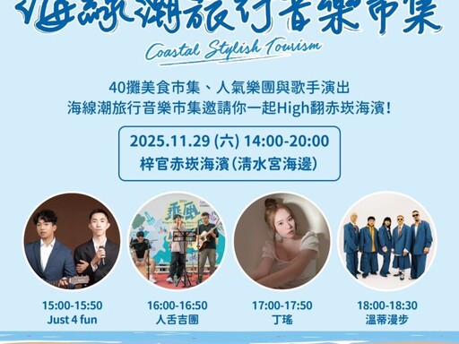 高市府觀光局推海線潮旅行音樂市集 11/29梓官赤崁海濱登場