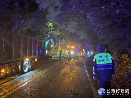 颱風逼近桃園 虎頭山環保公園路樹倒塌 警方迅速處理恢復通行